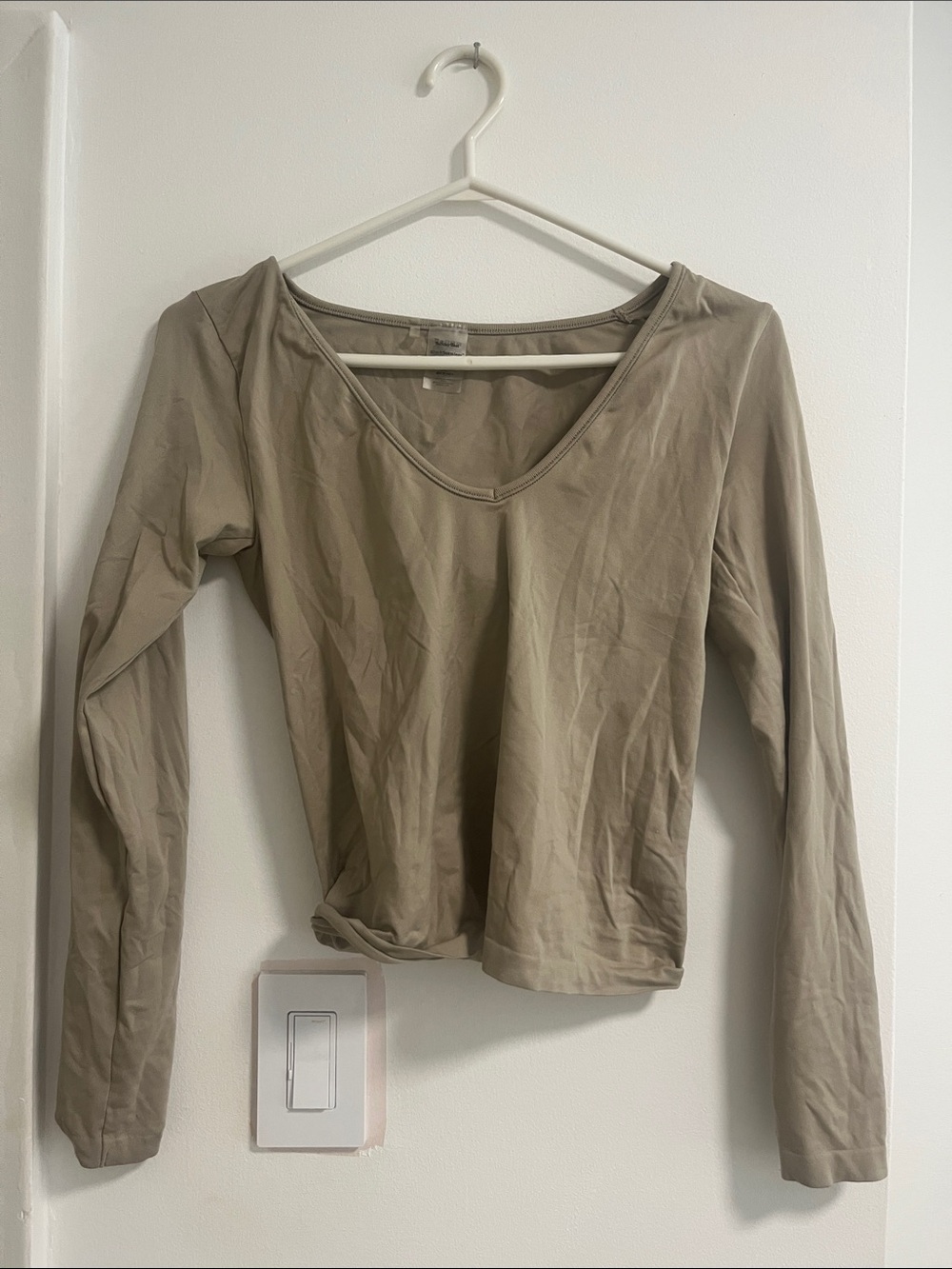 Sunday Best Long Sleeve V-Neck Top in Taupe
